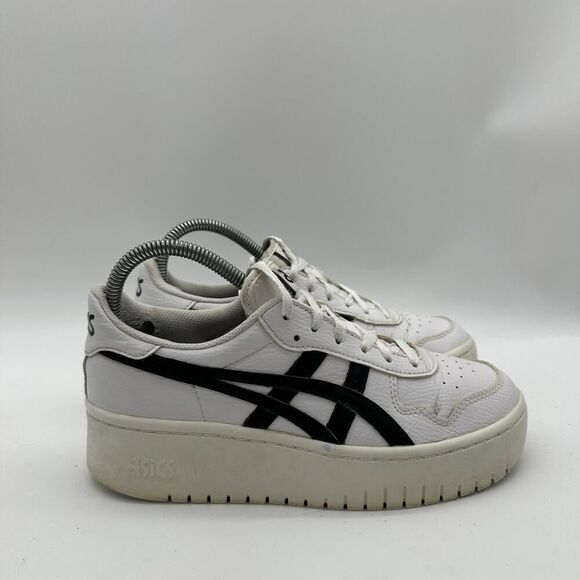 Women Size 7 Asics Japan S Platform Casual White/Black Leather Sneaker 1202A024 - Picture 1 of 10
